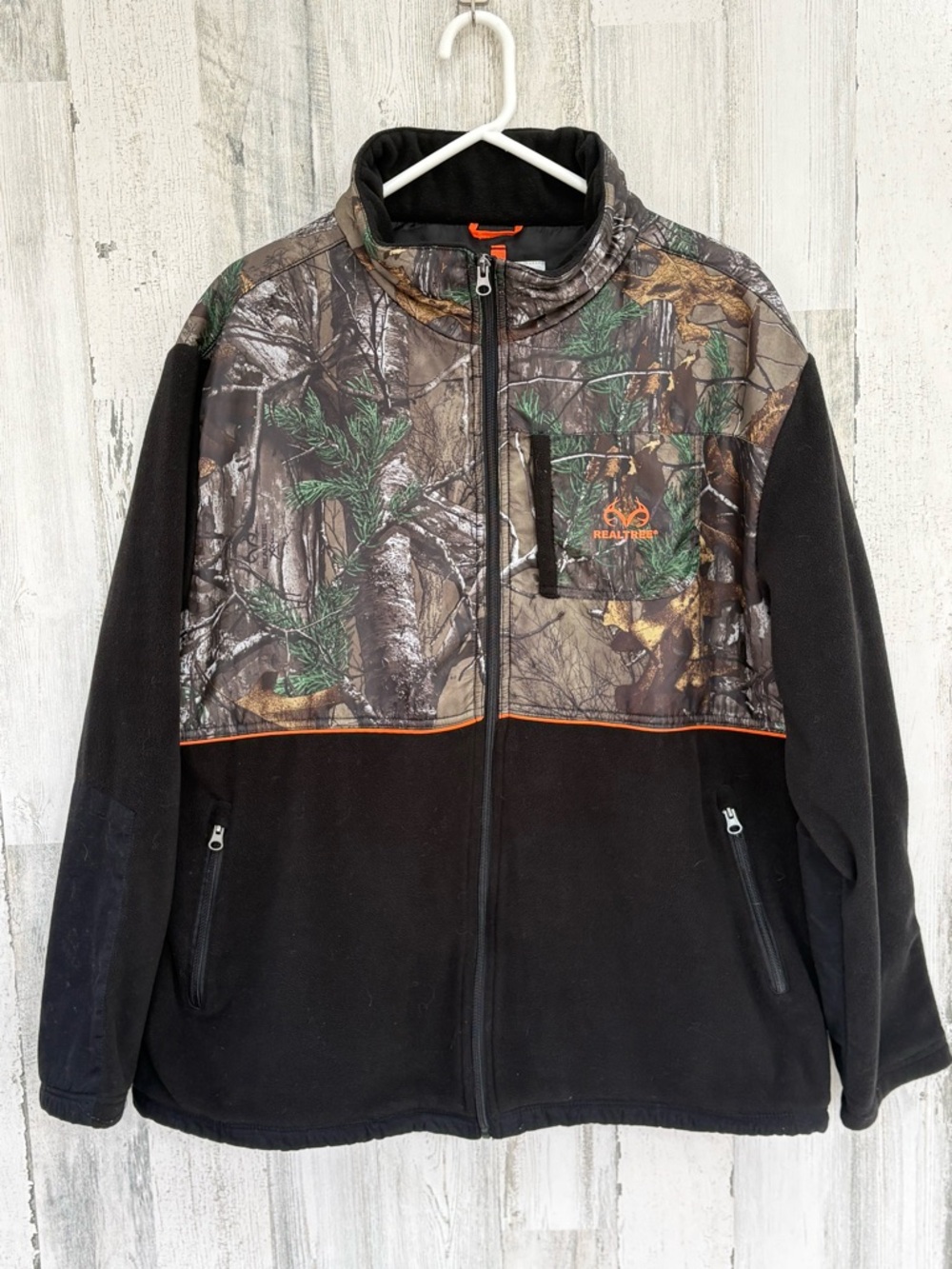 Realtree Men’s Size XXL Full Zip Camo & Black Fleece Jacket Realtree Xtra Camo